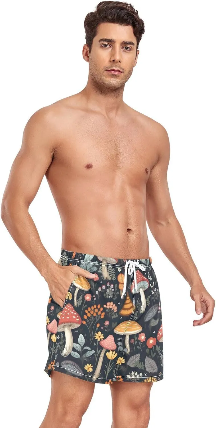 Black Magic Mushrooms Mens Athletic Shorts Quick Dry Bathing Hiking Shorts