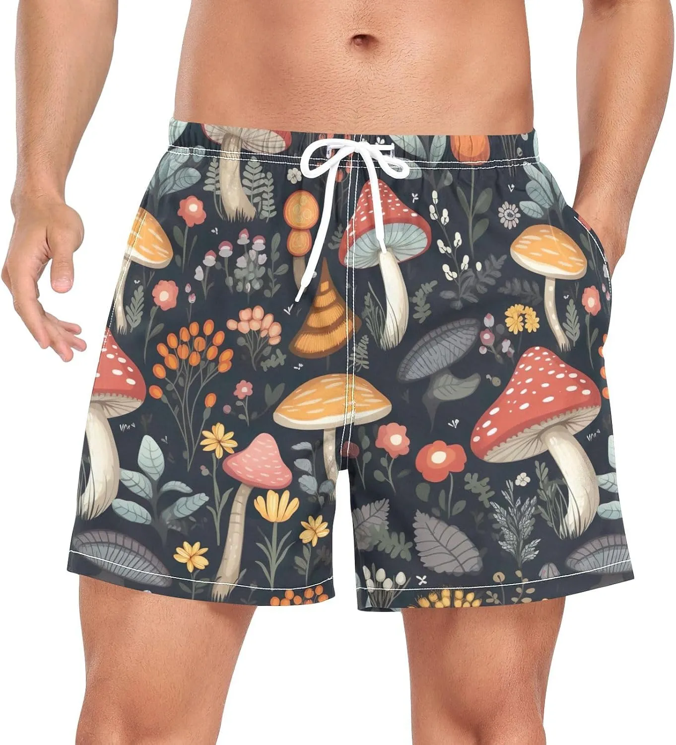 Black Magic Mushrooms Mens Athletic Shorts Quick Dry Bathing Hiking Shorts