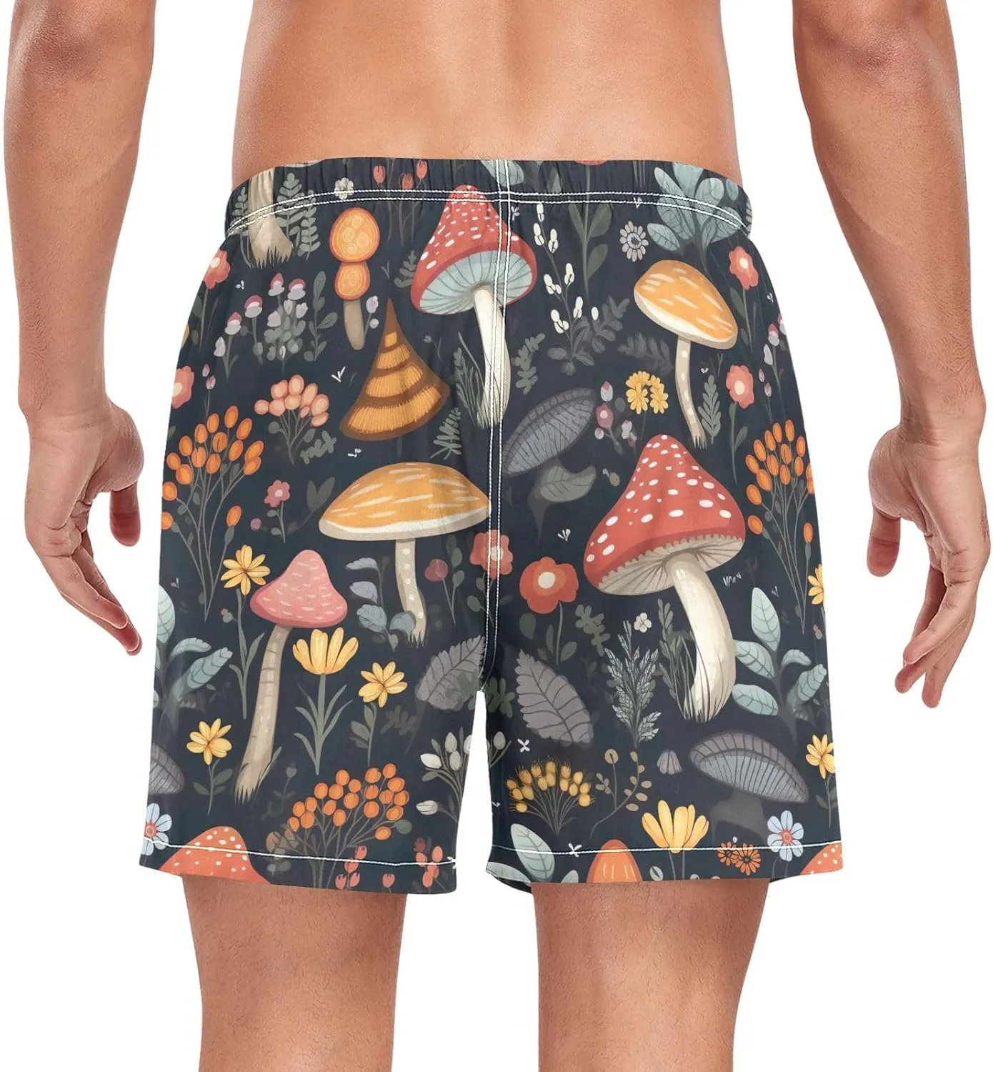 Black Magic Mushrooms Mens Athletic Shorts Quick Dry Bathing Hiking Shorts