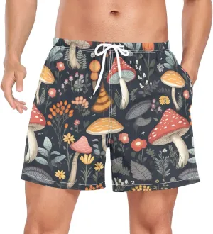 Black Magic Mushrooms Mens Athletic Shorts Quick Dry Bathing Hiking Shorts