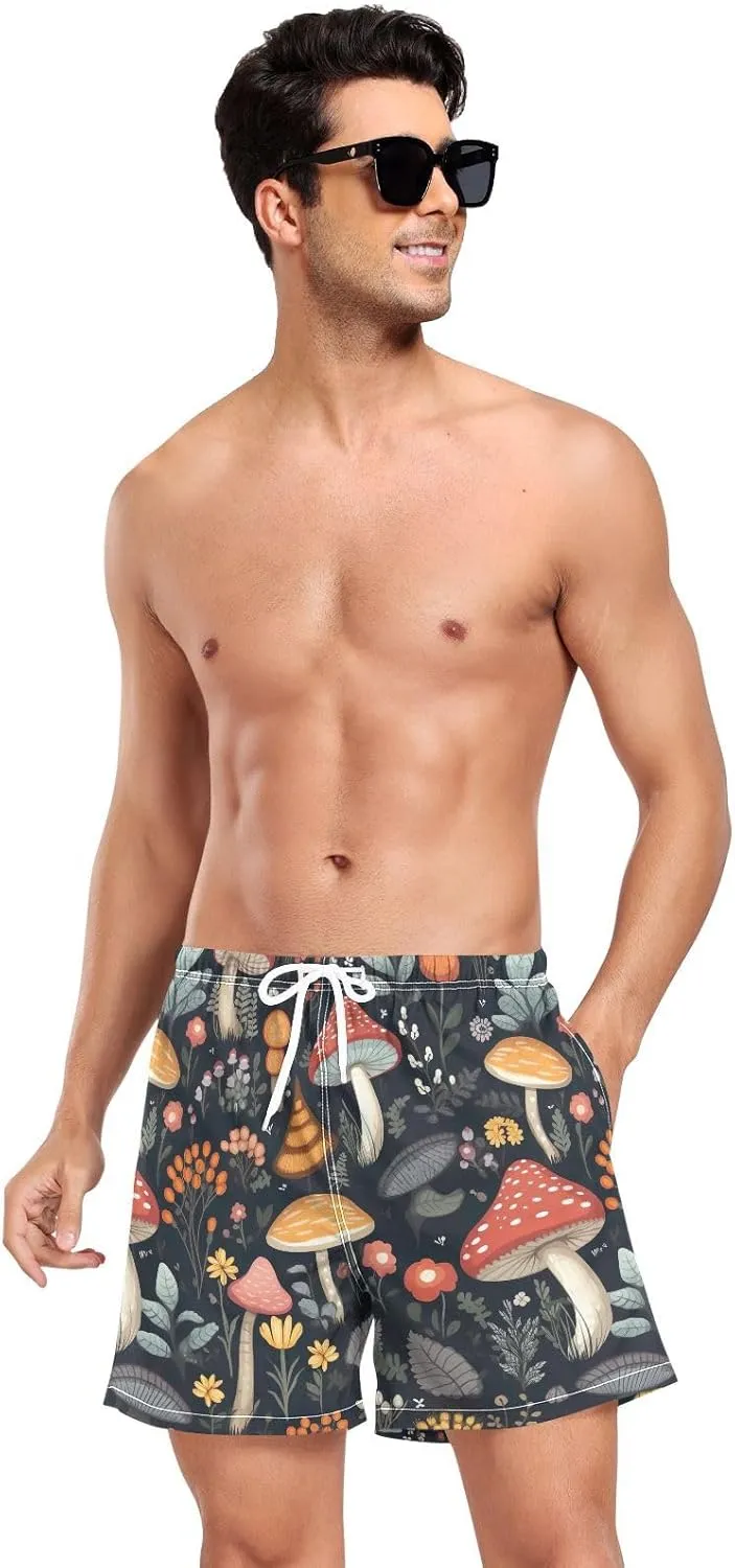 Black Magic Mushrooms Mens Athletic Shorts Quick Dry Bathing Hiking Shorts