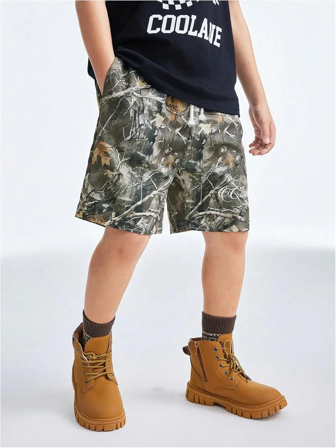 Boy's Camo Athletic Shorts with Liner Quick Dry Gym Running Workout Shorts