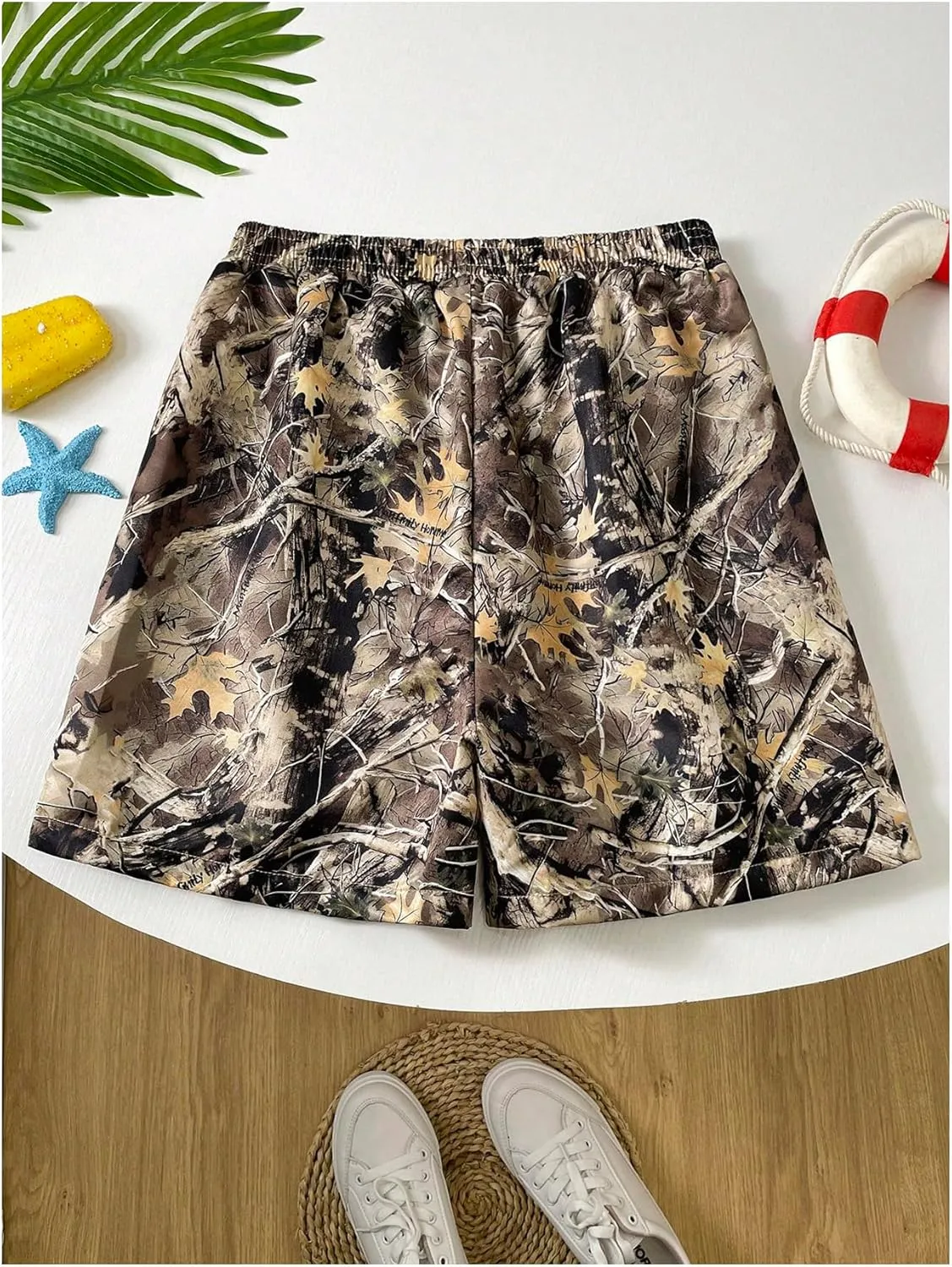 Boy's Camo Athletic Shorts with Liner Quick Dry Gym Running Workout Shorts