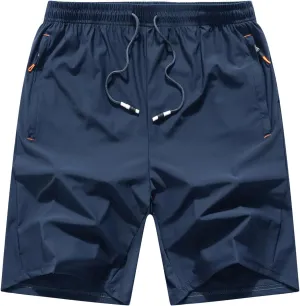 Boys Lightweight Athletic Running Shorts Quick Dry Workout Shorts for Gym Shorts Hiking with Zipper Pockets