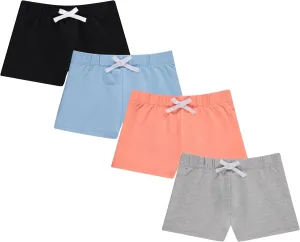BTween 4-Pack Girls Shorts, Cotton French Terry Shorts for Girls, Kids Summer Clothing
