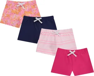 BTween 4-Pack Girls Shorts, Cotton French Terry Shorts for Girls, Kids Summer Clothing