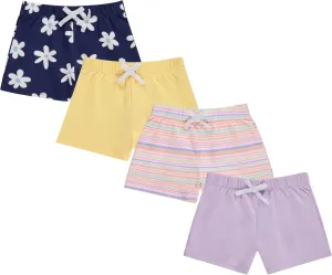 BTween 4-Pack Girls Shorts, Cotton French Terry Shorts for Girls, Kids Summer Clothing
