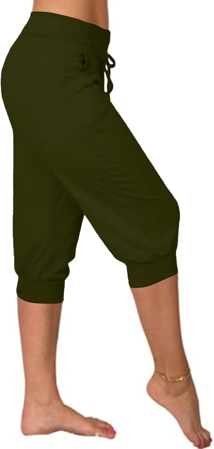 Capri Pants for Women Drawstring High Waisted Lightweight Hiking Joggers Workout Capris Yoga Sweatpants with Pockets