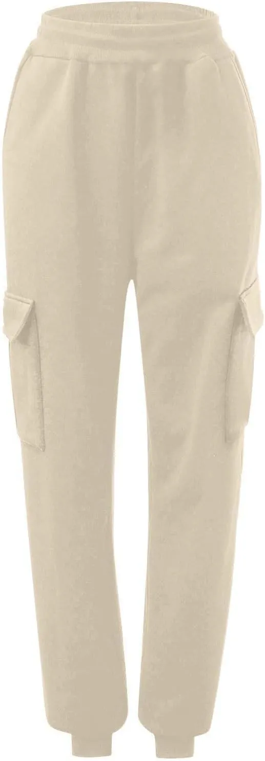 Cargo Jogger Sweatpants Women High Waisted Athletic Fleece Lined Joggers with Pockets Cinch Bottom Running Pants