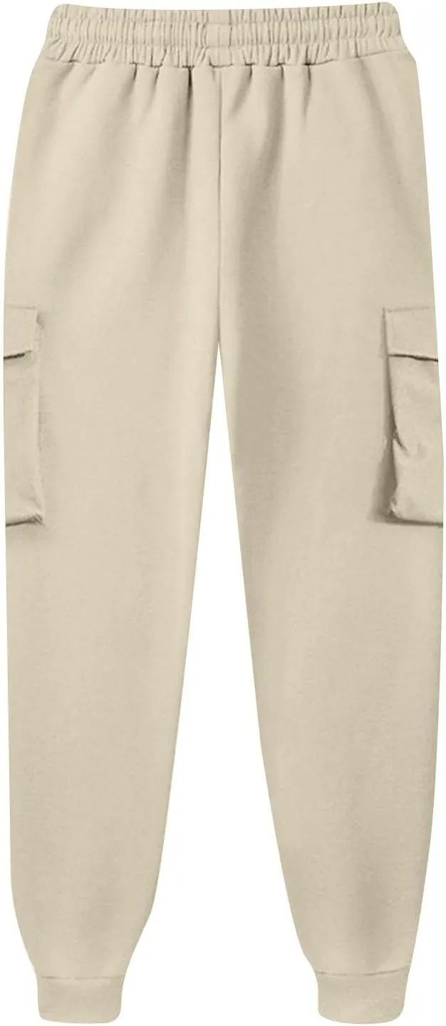 Cargo Jogger Sweatpants Women High Waisted Athletic Fleece Lined Joggers with Pockets Cinch Bottom Running Pants