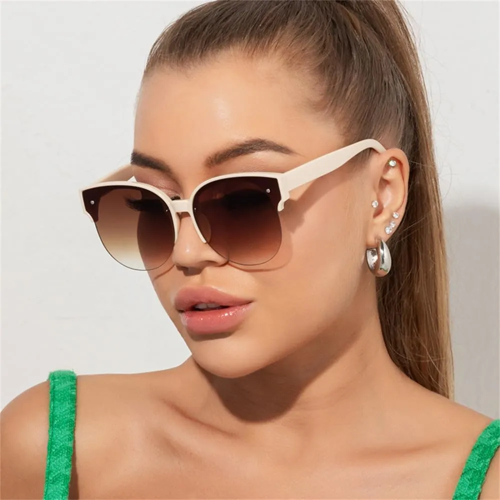 Cat Eye Sunglasses Women Round Gradient Lens Sun Glasses Female Vintage Shades Eyewear UV400