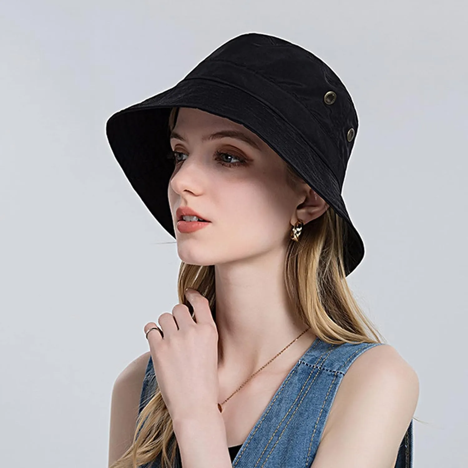 Cotton Bucket Hat for Women Men Wide Brim Solid Colors Sun Hats Unisex Outdoor Sports Fisherman Cap