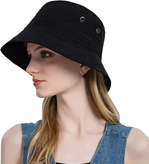 Cotton Bucket Hat for Women Men Wide Brim Solid Colors Sun Hats Unisex Outdoor Sports Fisherman Cap