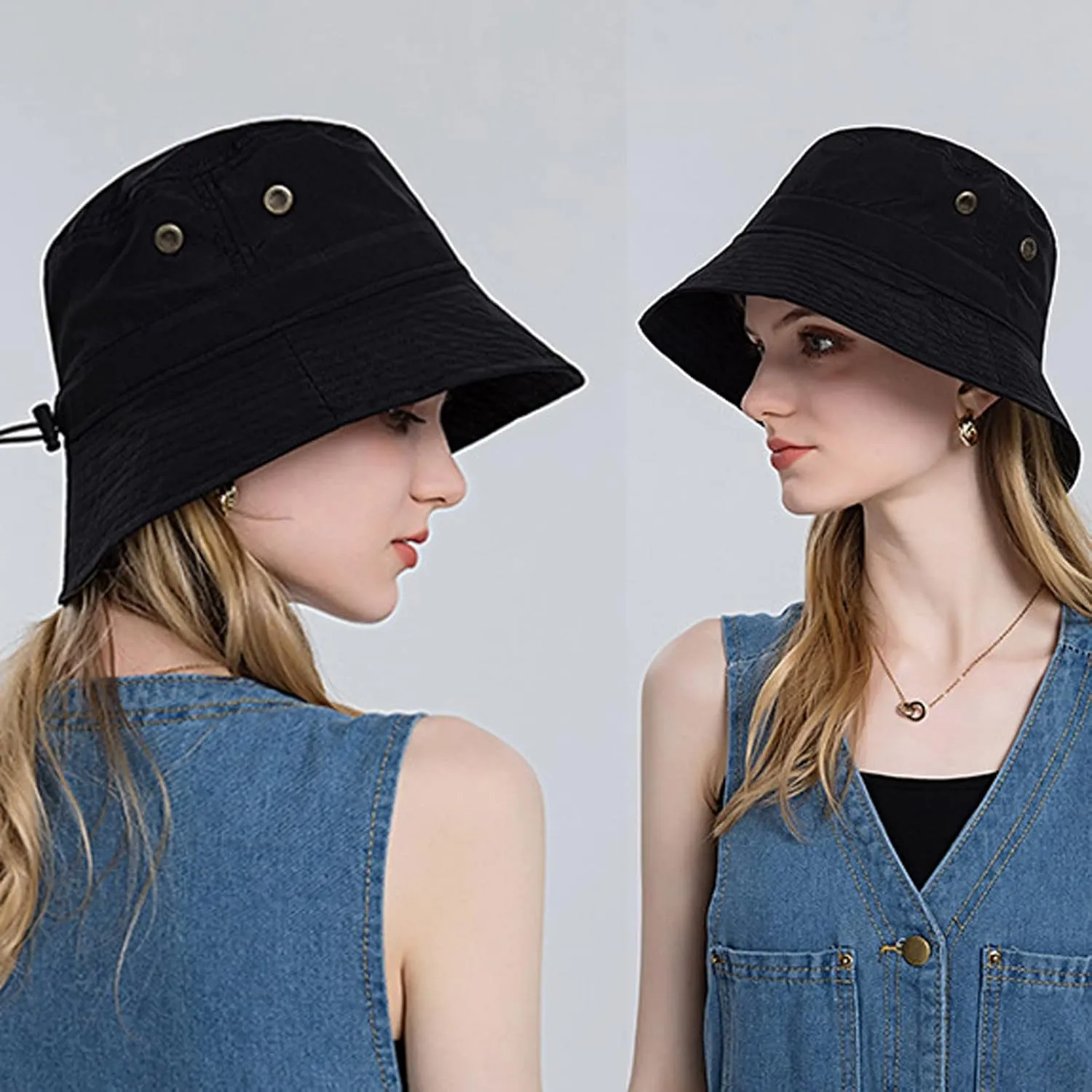 Cotton Bucket Hat for Women Men Wide Brim Solid Colors Sun Hats Unisex Outdoor Sports Fisherman Cap