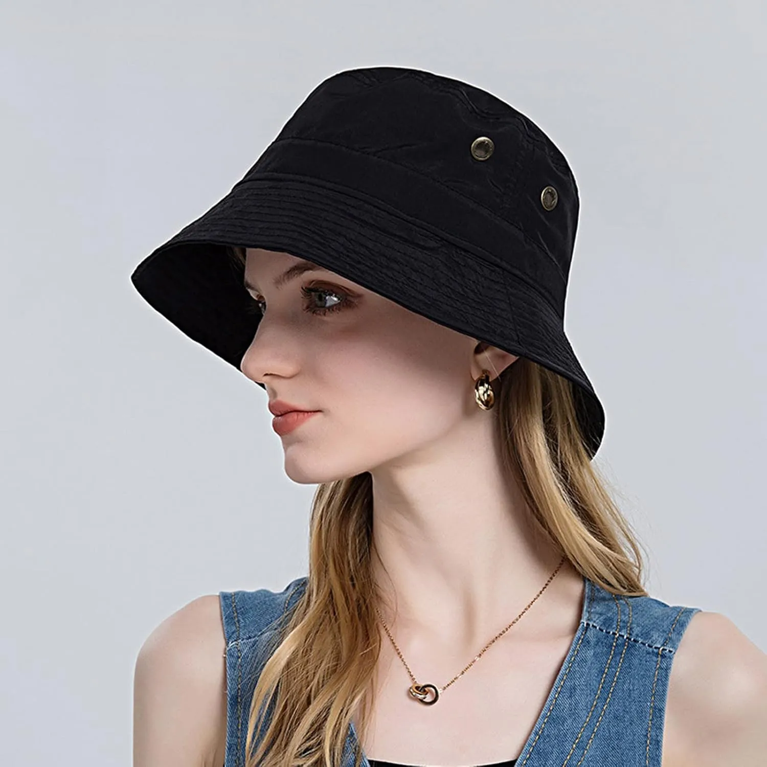 Cotton Bucket Hat for Women Men Wide Brim Solid Colors Sun Hats Unisex Outdoor Sports Fisherman Cap