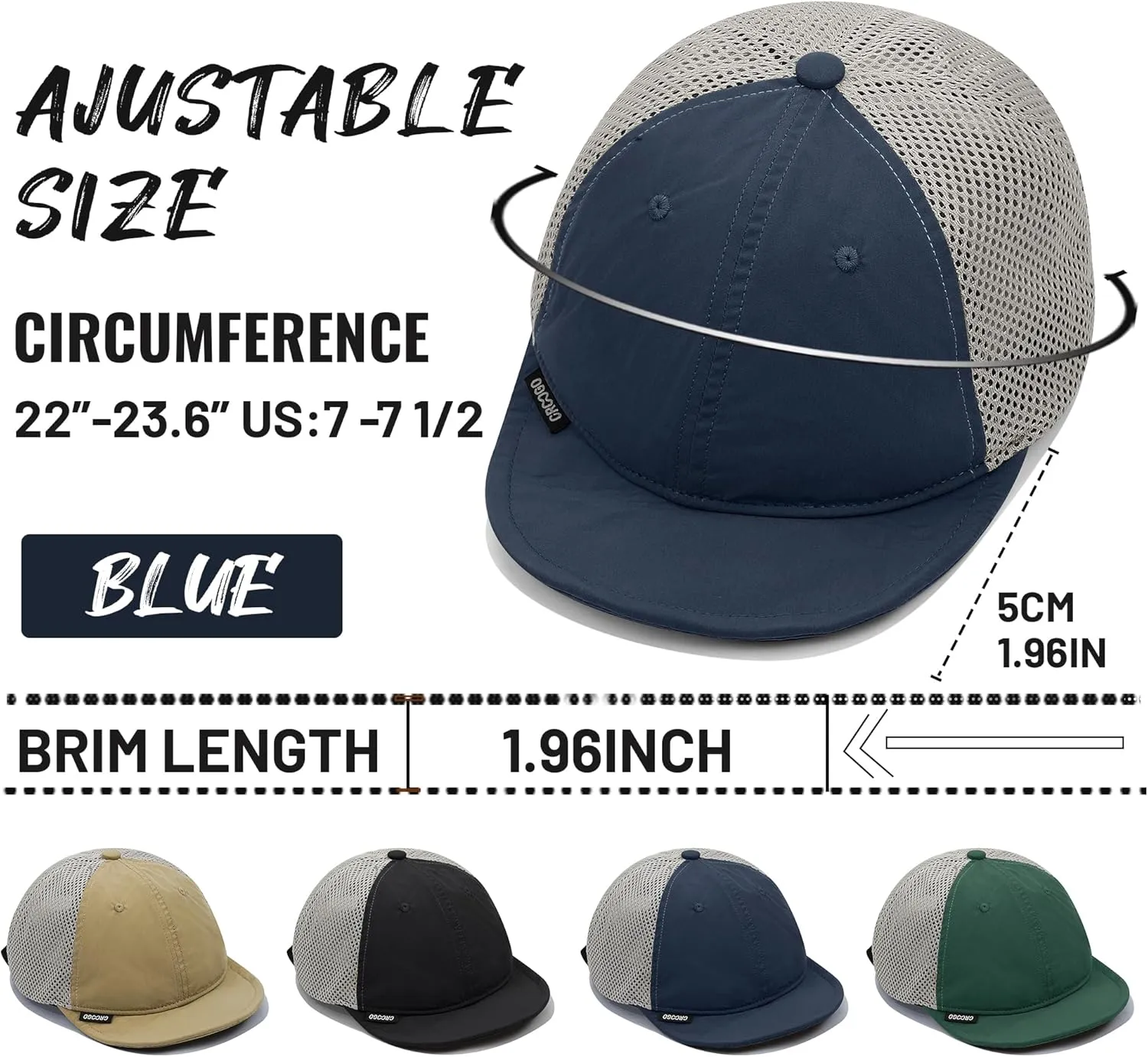 Croogo Breathable Short Brim Baseball Cap Mesh Trucker Hat Soft Flat Bill Dad Hats Lightweight Ultra Thin Sport Sun Cap