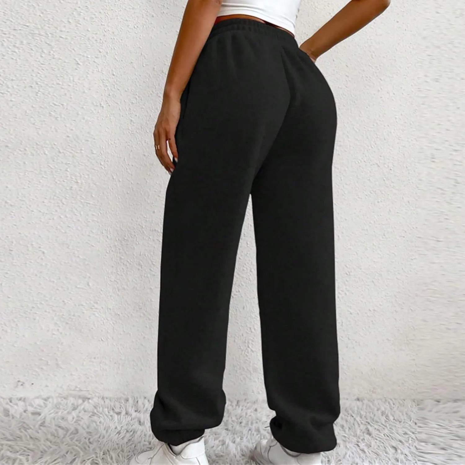 Crossover High Waisted Joggers for Women Athletic Cinch Bottom Straight Leg Sweatpants Elastic Running Pants w/Pockets