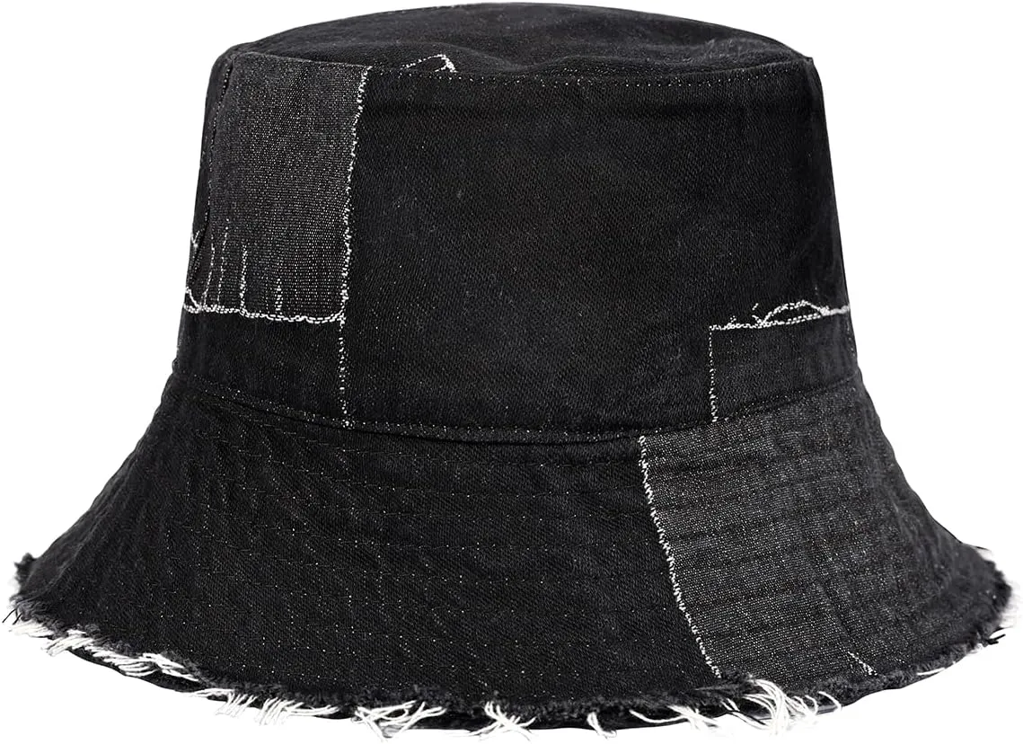 Denim Bucket Hat for Women Festival Safari Boonie Packable Cap Washed Summer Beach Sun Hats
