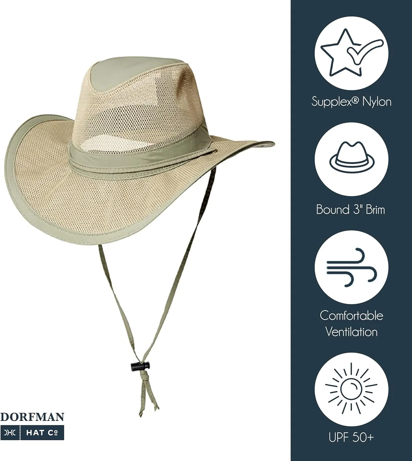 Dorfman Hat Co. Men's 1 Piece Suplex Pinch Front Safari Hat