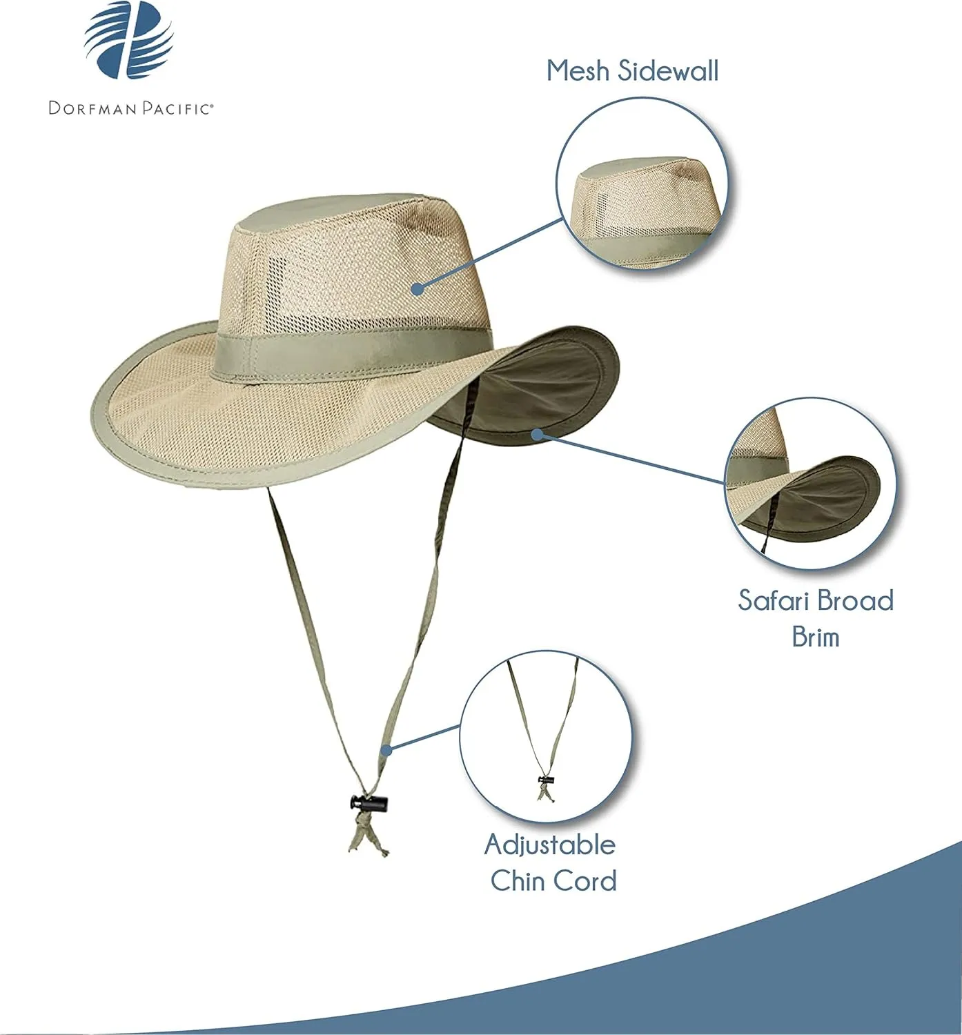 Dorfman Hat Co. Men's 1 Piece Suplex Pinch Front Safari Hat