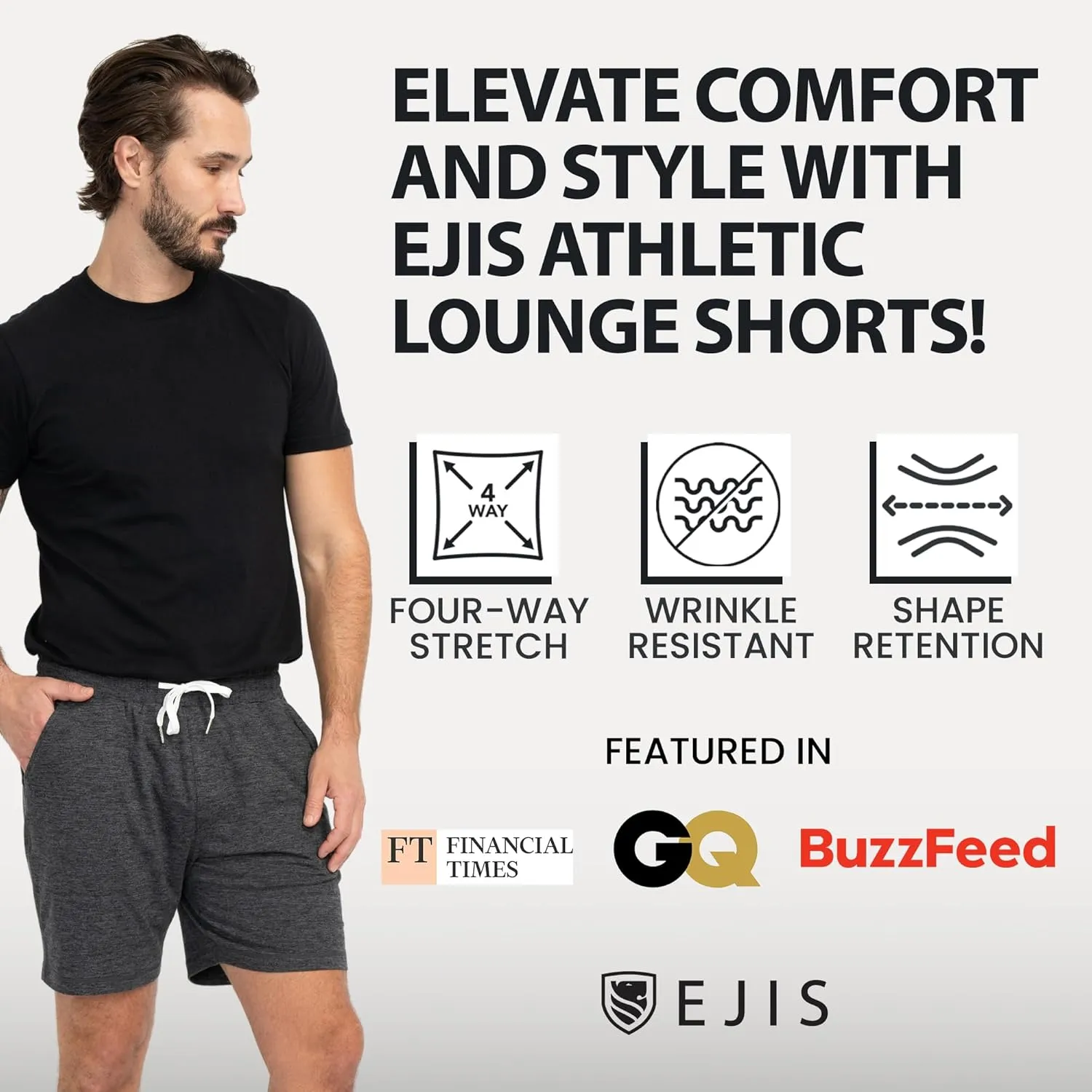 Ejis Men's Athletic Shorts - Quick Dry Gym, Running