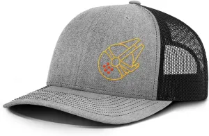 Falcon Outline Back Mesh Hat Casual Wear - Baseball Cap for Mens & Womens Breathable Mesh Adjustable Snapback Strap