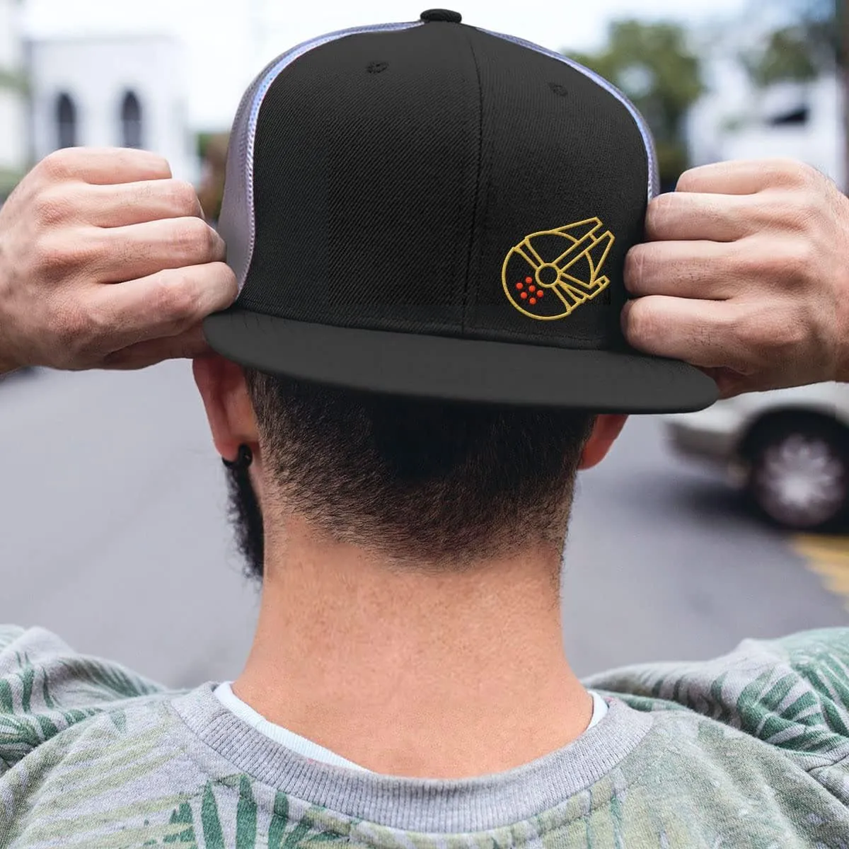 Falcon Outline Back Mesh Hat Casual Wear - Baseball Cap for Mens & Womens Breathable Mesh Adjustable Snapback Strap
