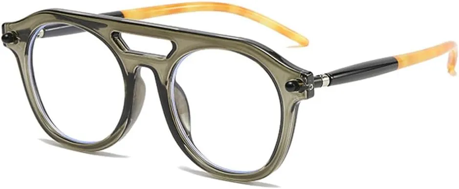 Fashion Double Bridges Women Sunglasses Clear Gradient Lens Shades UV400 Retro Men Rivets Sun Glasses