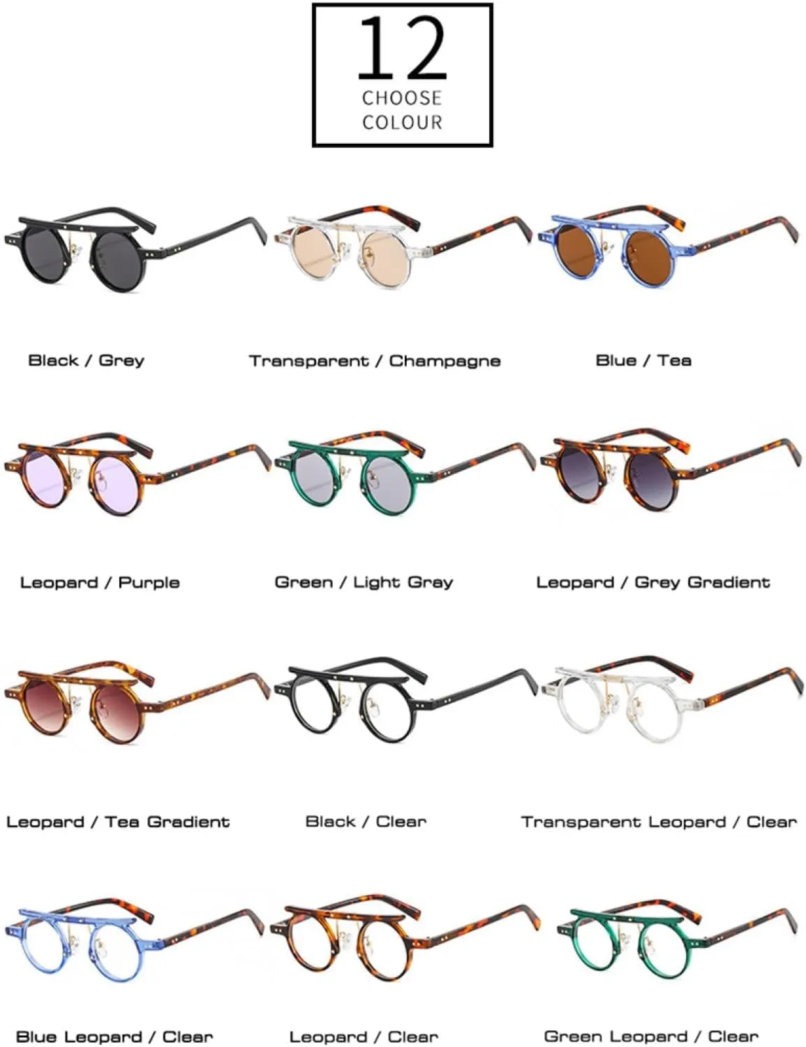 Fashion Small Round Punk Sunglasses Women Retro Clear Gradient Lens Shades Uv400 Men Double Color Sun Glasses