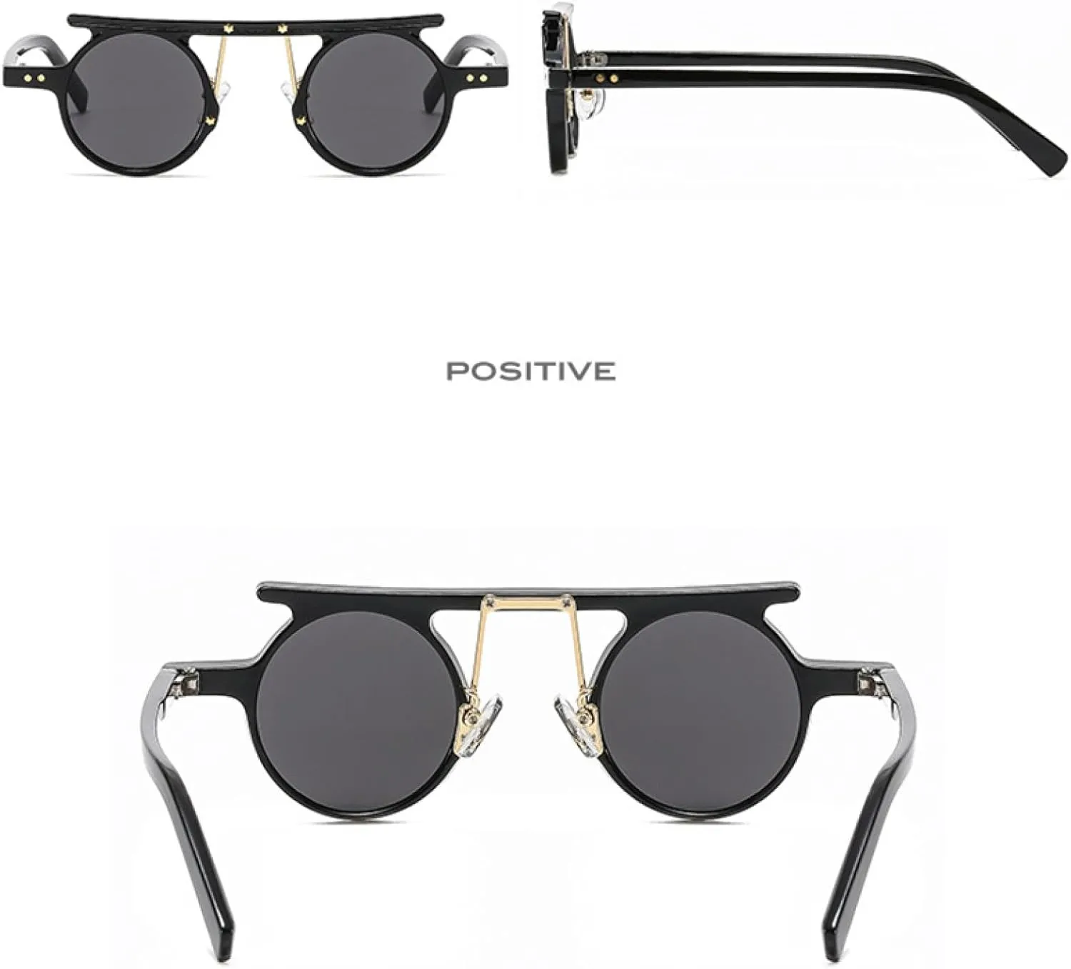 Fashion Small Round Punk Sunglasses Women Retro Clear Gradient Lens Shades Uv400 Men Double Color Sun Glasses