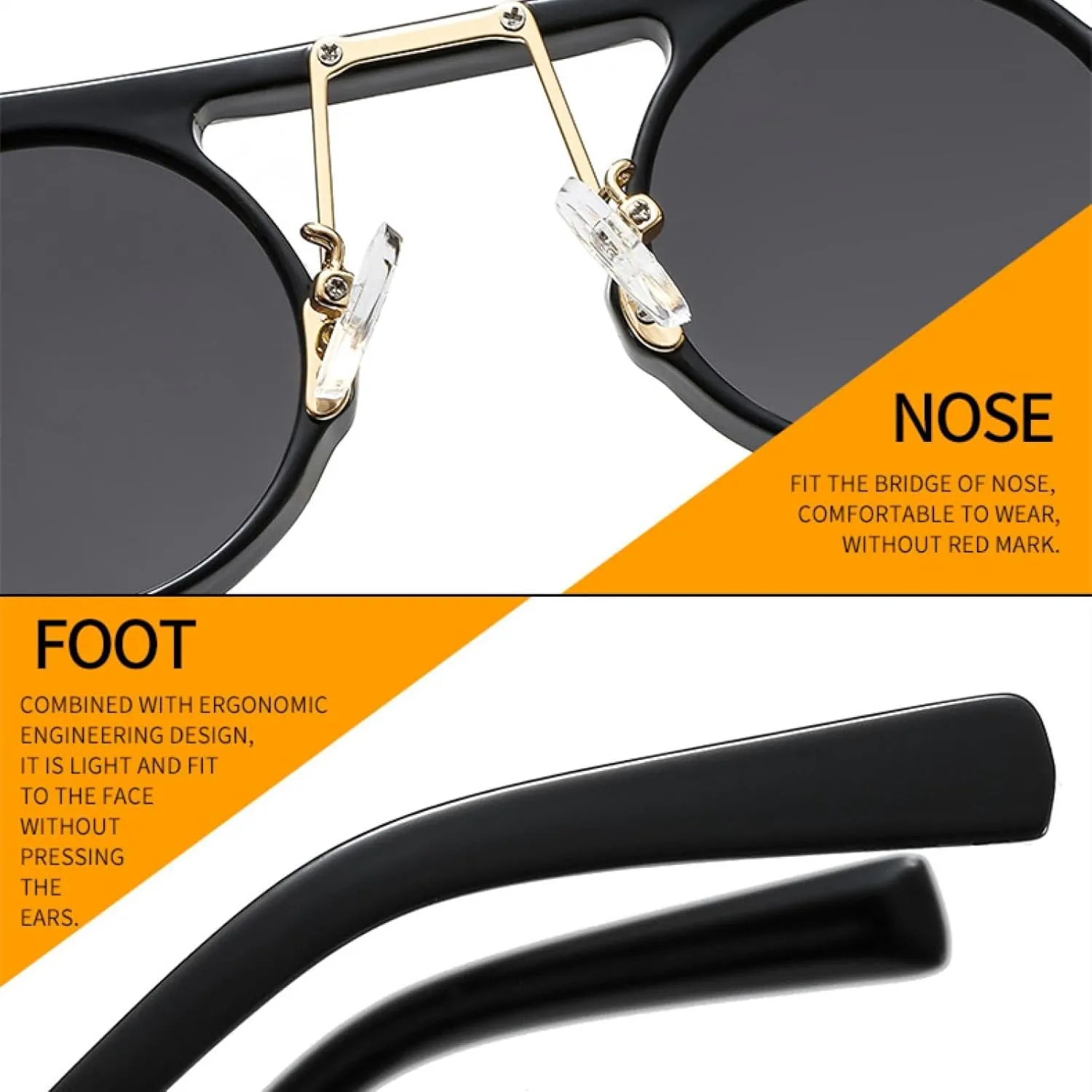 Fashion Small Round Punk Sunglasses Women Retro Clear Gradient Lens Shades Uv400 Men Double Color Sun Glasses