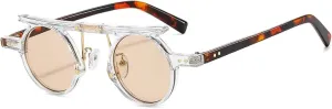 Fashion Small Round Punk Sunglasses Women Retro Clear Gradient Lens Shades Uv400 Men Double Color Sun Glasses