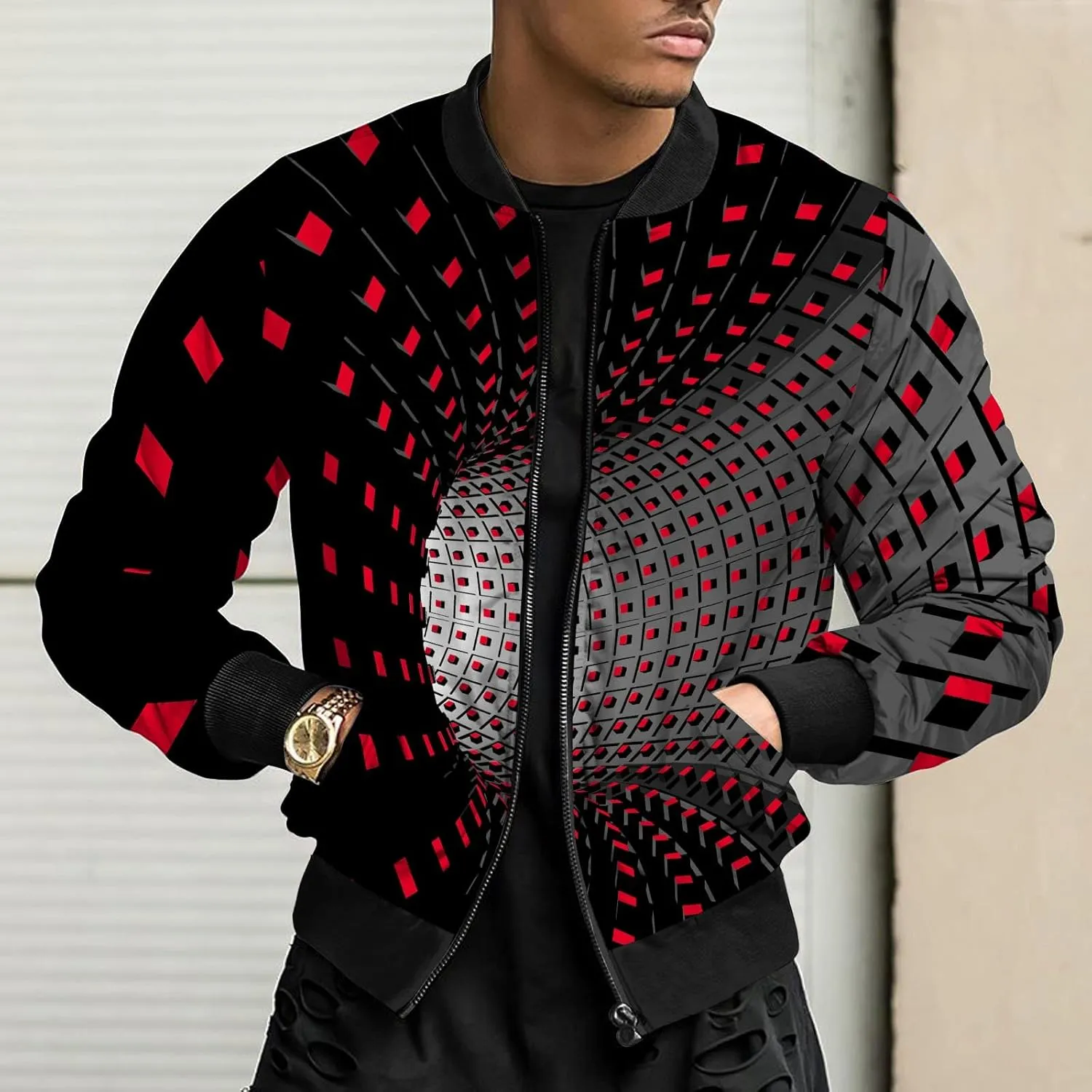 Faux Fur Jacket Men Mens Lightweight Jacket Autumn and Winter Printed Thin Jackets Casual Versatile Printed Jackets