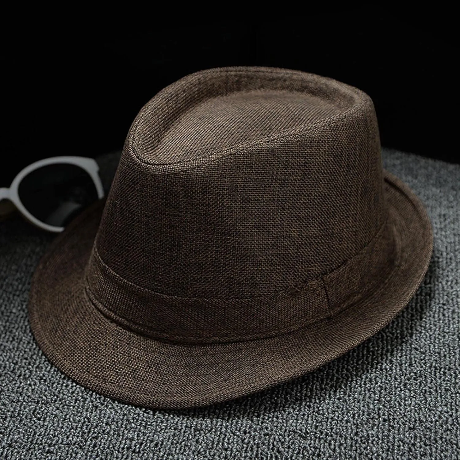 Fedora Hats for Men Women Classic Short Brim Manhatta Fedora Hat with Band Costume Accessory for Men Sun Hat