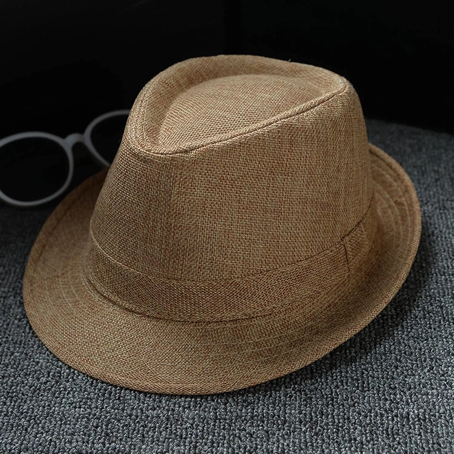 Fedora Hats for Men Women Classic Short Brim Manhatta Fedora Hat with Band Costume Accessory for Men Sun Hat