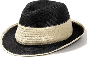Fedora Straw Sun Hat for Women Mens Short Brim Summer Beach Hats Packable Panama Fedora Hat