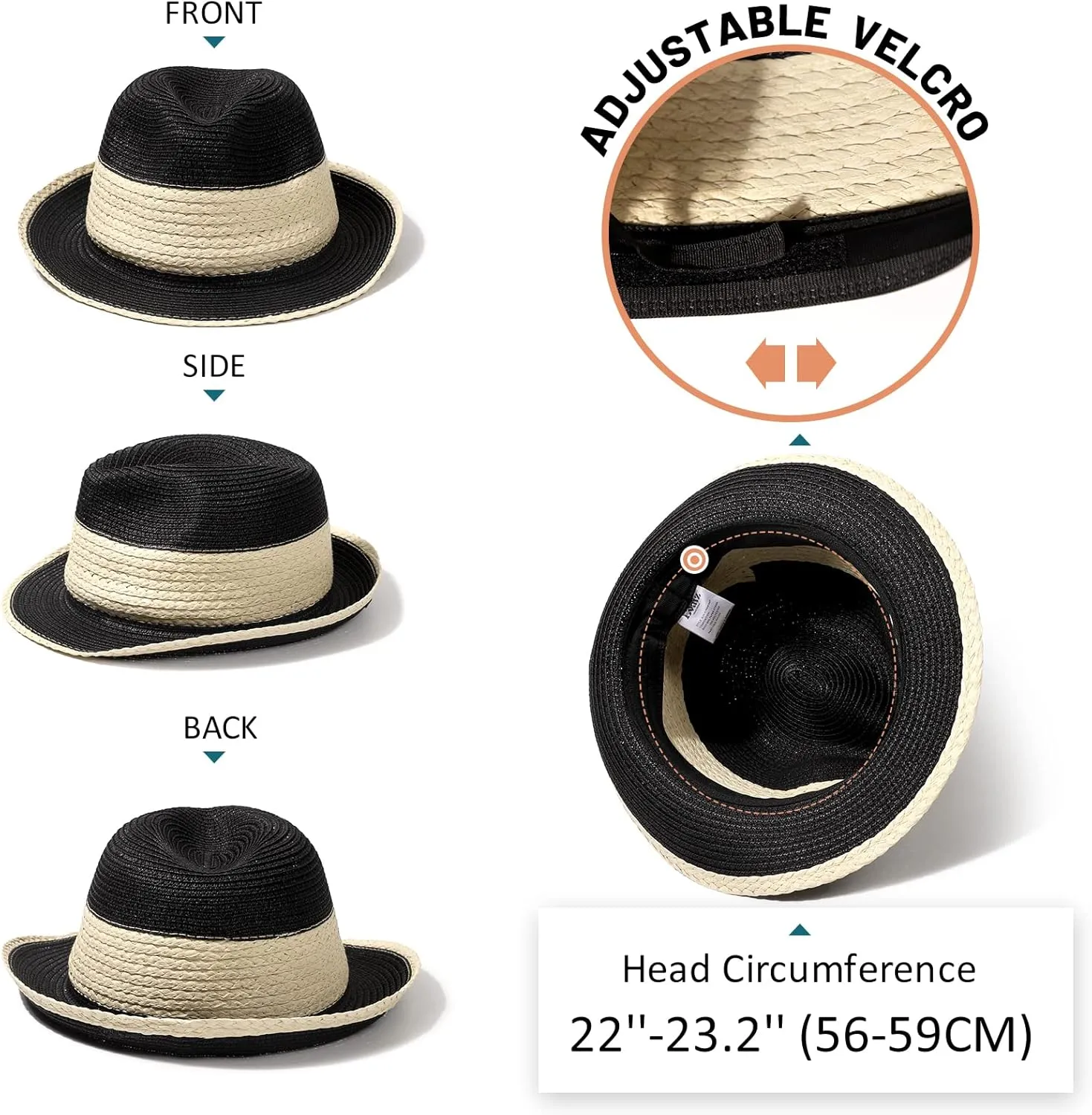 Fedora Straw Sun Hat for Women Mens Short Brim Summer Beach Hats Packable Panama Fedora Hat