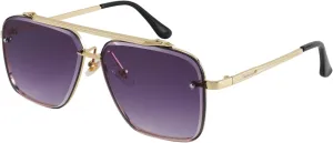 FEISEDY Sunglasses, Fashion Square Pilot Sunglasses, Vintage Metal Gradient Glasses for Men and Women, B4104