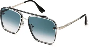 FEISEDY Sunglasses, Fashion Square Pilot Sunglasses, Vintage Metal Gradient Glasses for Men and Women, B4104