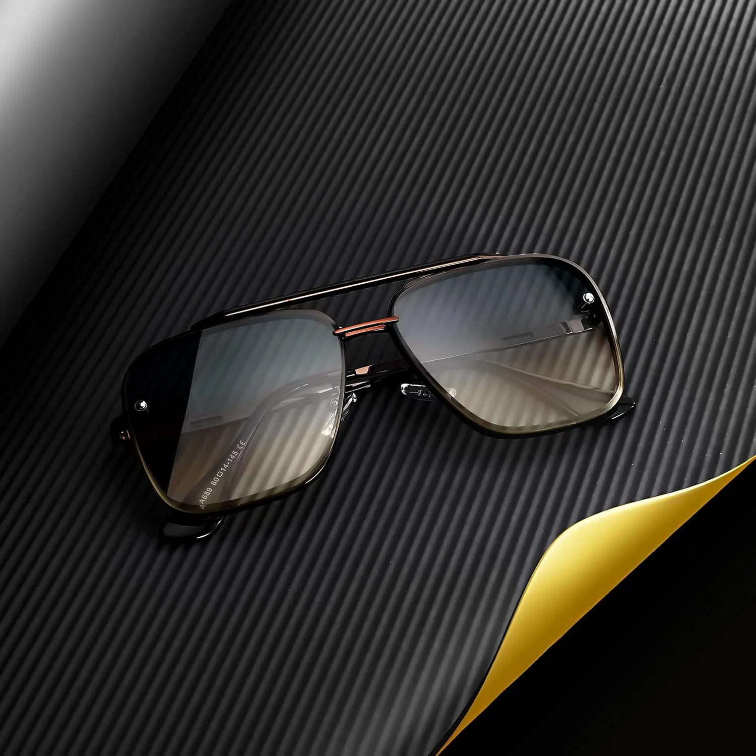 FEISEDY Sunglasses, Fashion Square Pilot Sunglasses, Vintage Metal Gradient Glasses for Men and Women, B4104