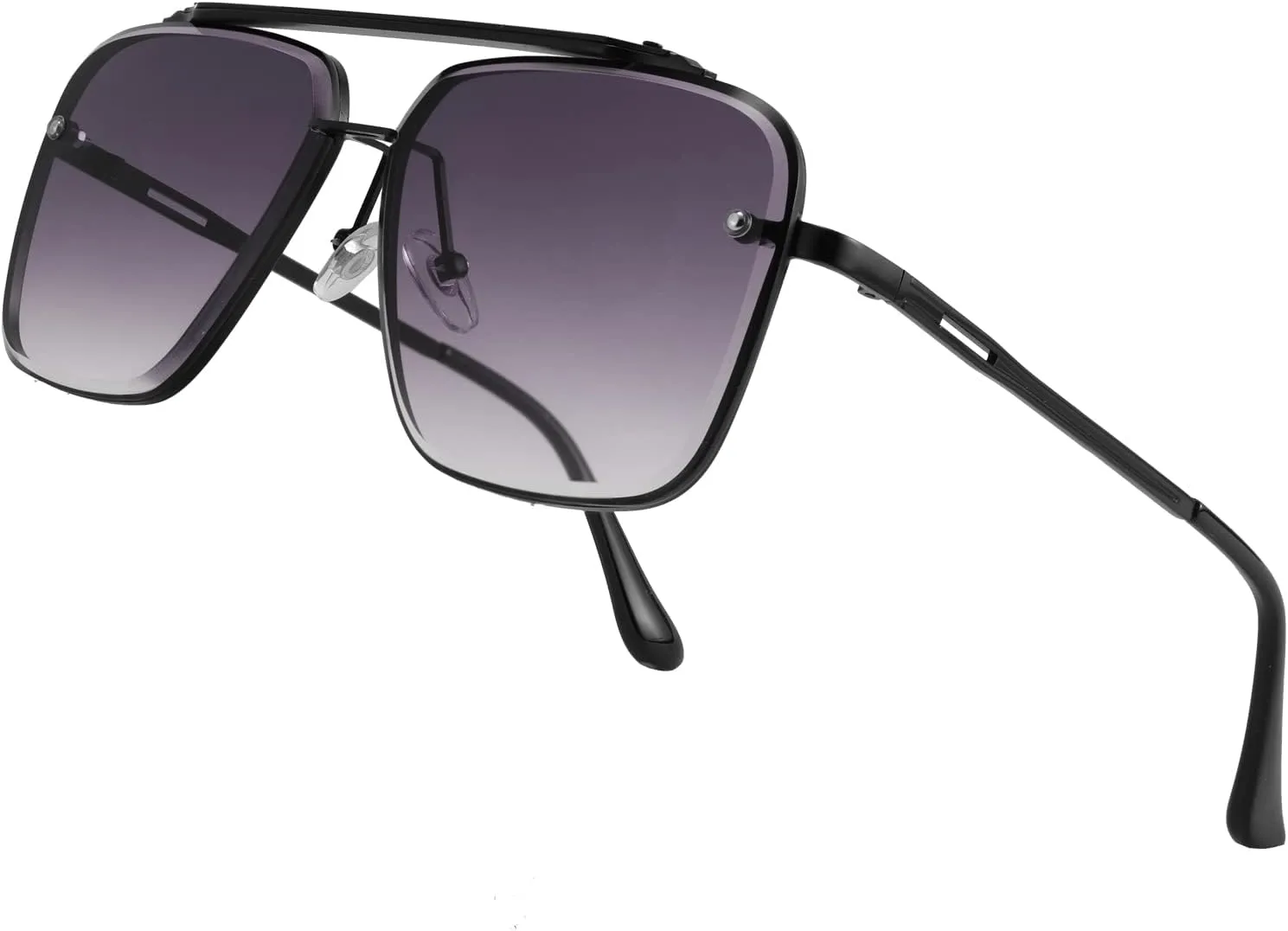 FEISEDY Sunglasses, Fashion Square Pilot Sunglasses, Vintage Metal Gradient Glasses for Men and Women, B4104