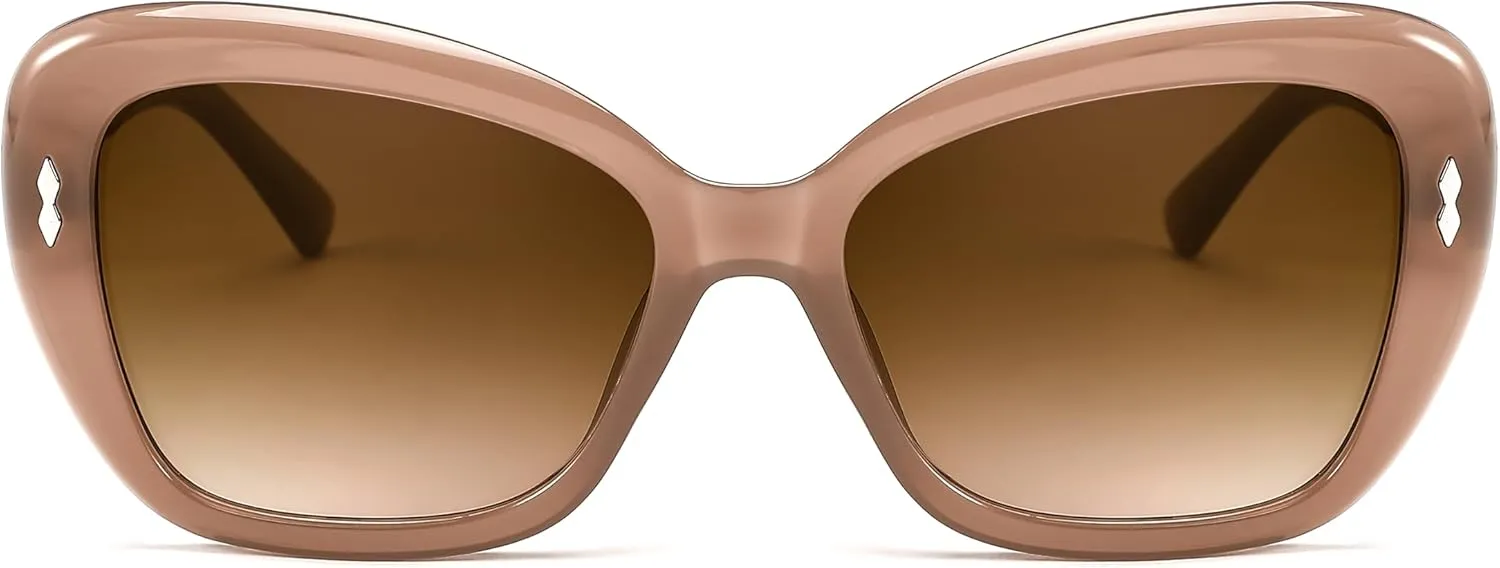 FEISEDY Sunglasses Womens, Vintage Square Cat Eye Sun Glasses, UV Protection Gradient Lens B9121