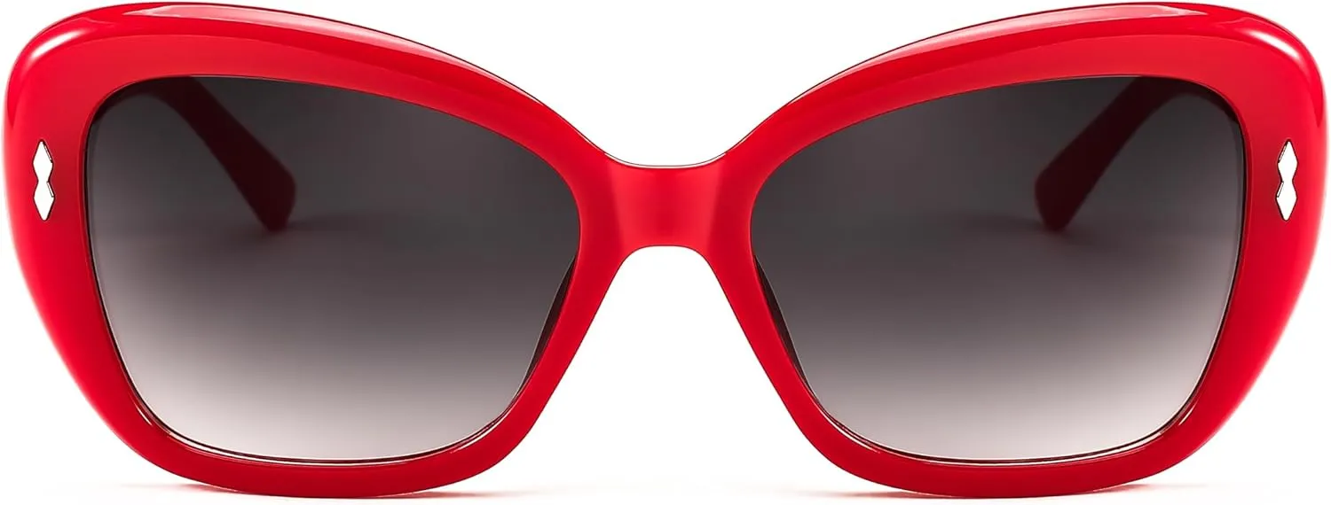 FEISEDY Sunglasses Womens, Vintage Square Cat Eye Sun Glasses, UV Protection Gradient Lens B9121