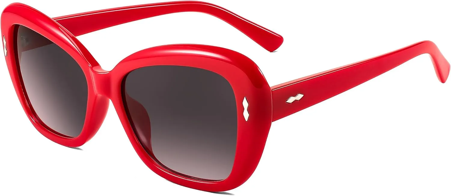 FEISEDY Sunglasses Womens, Vintage Square Cat Eye Sun Glasses, UV Protection Gradient Lens B9121