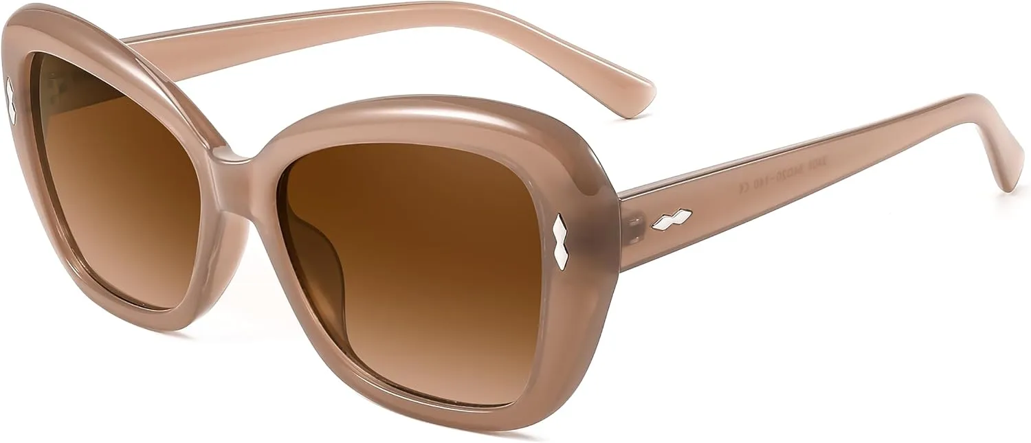 FEISEDY Sunglasses Womens, Vintage Square Cat Eye Sun Glasses, UV Protection Gradient Lens B9121