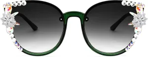 FEISEDY Women Diamond Sunglasses Cat Eye Oversized Gradient Lens Sparkling Vintage Sunglasses B2964