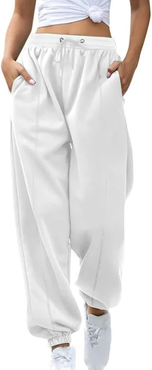 Fleece Joggers for Women Ankle Athletic Pants with Pockets Loose Sweatpants High Waisted Sweat Pull on Jogger Pants