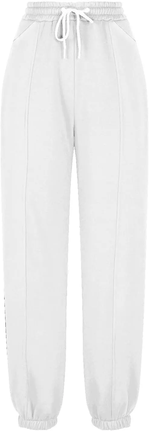 Fleece Joggers for Women Ankle Athletic Pants with Pockets Loose Sweatpants High Waisted Sweat Pull on Jogger Pants