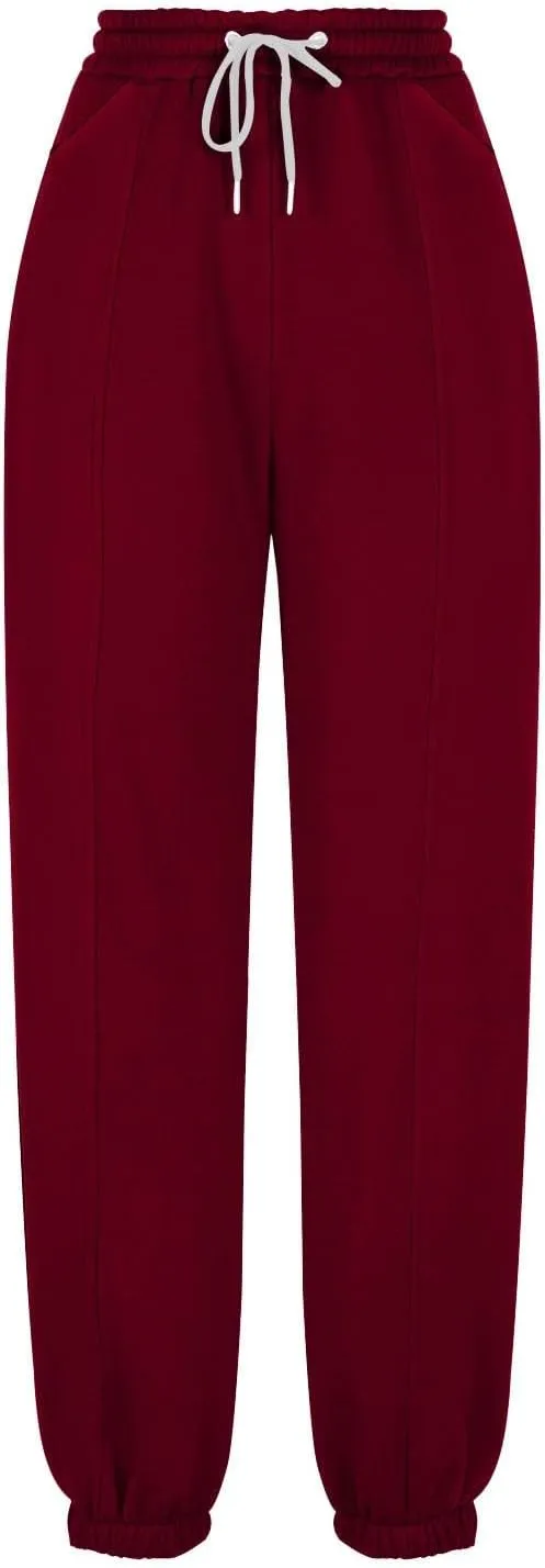 Fleece Joggers for Women Ankle Athletic Pants with Pockets Loose Sweatpants High Waisted Sweat Pull on Jogger Pants