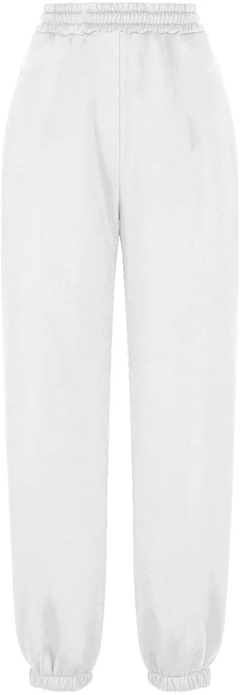 Fleece Joggers for Women Ankle Athletic Pants with Pockets Loose Sweatpants High Waisted Sweat Pull on Jogger Pants